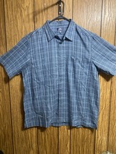 George Men's Blue Plaid Button-Up Shirt Short Sleeve Size XL