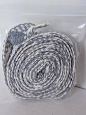 Vintage Fat Thick Shoe Laces Grey and White 80s made in USA VGC