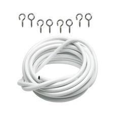 3m White Expanding Curtain Wire w/ 4 Hooks 4 Eyes For Light Weight Curtains