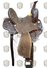 Premium Hand-Tooled Western Barrel Leather Saddle   Brown Horse Riding Saddles