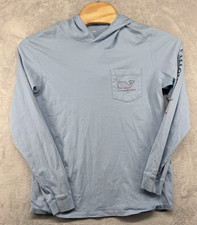 Vineyard Vines Long Sleeve T-shirt Hoodie Cotton Blue Pocket Men's Size M READ