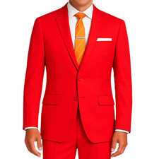 VINCI Men's Red 2-Button Slim Fit Suit - NEW