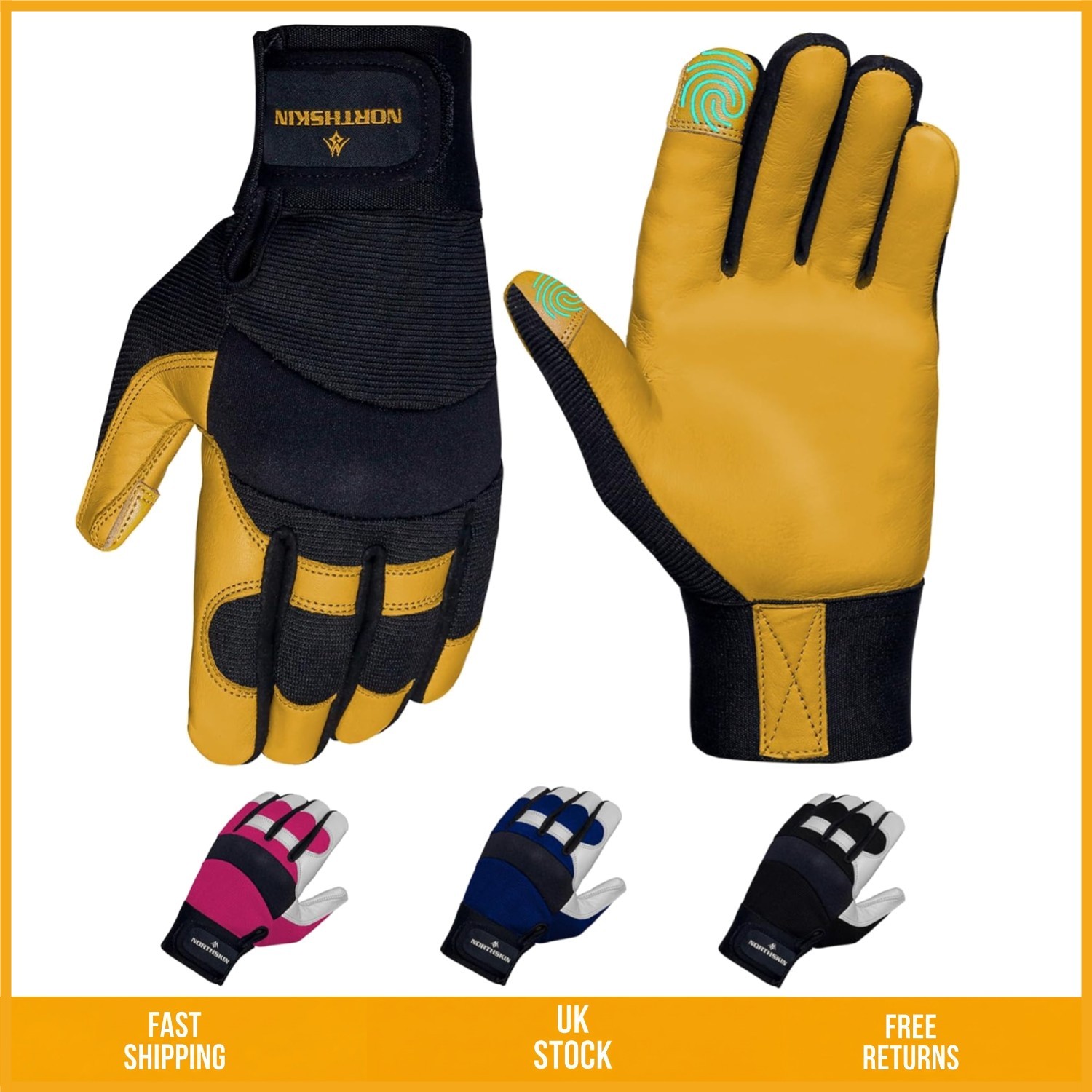 Durable Thorn Proof Leather Gardening Work Gloves With Touchscreen Support 1pr