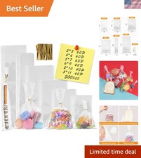 300 PCS Clear Flat Cellophane Treat Bags with 3x5",4x6",5x7",6x9",2x10",5x11"...