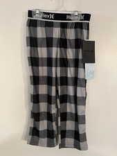 NWT BOYS HURLEY BLACK BUFFALO CHECKER PLAID SLEEPWEAR PAJAMA PANTS SZ 4