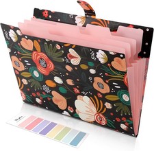 Expanding File Folder with 5 Pockets, Floral Accordion File Organizer for