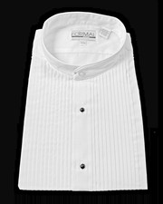 New Men's White Banded Mandarin Collar Tuxedo Shirt Pleated Front Size XL 32/33