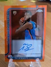 THOMAS SORBER 2025-26 TOPPS CHROME ROOKIE TRUE ORANGE REFRACTOR RC AUTO /25 