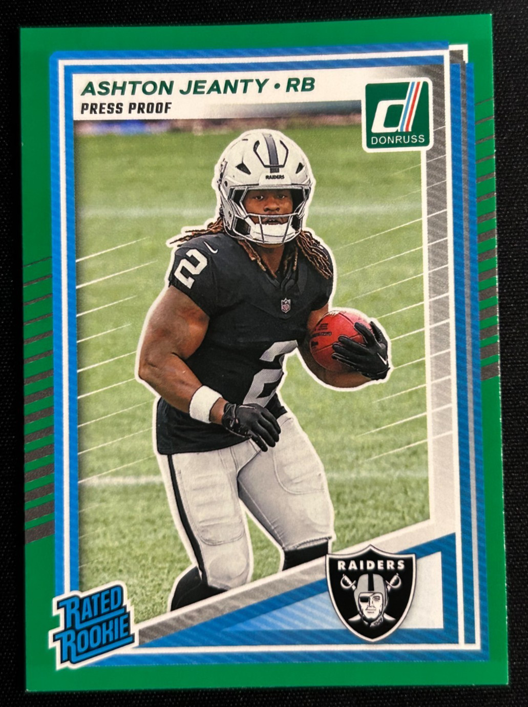 2025 Panini Donruss - Rated Rookie Ashton Jeanty #305 Press Proof Green (RC)