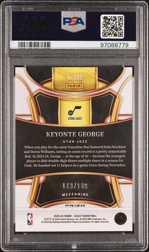 2023 Panini Select #305 Keyonte George White Prizm PSA 10 - Picture 2 of 2