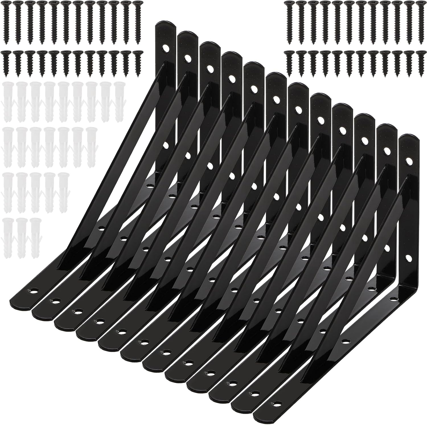 12 Pack Heavy Duty L Shelf Bracket 8 in x 5 in Wall Mount Steel