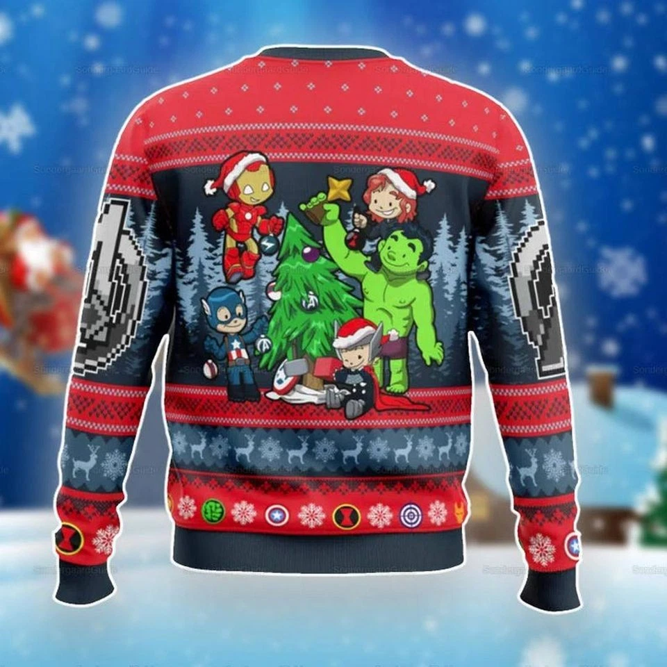 Marvel Avengers Christmas Ugly Sweater, Superhero Xmas Sweatshirt