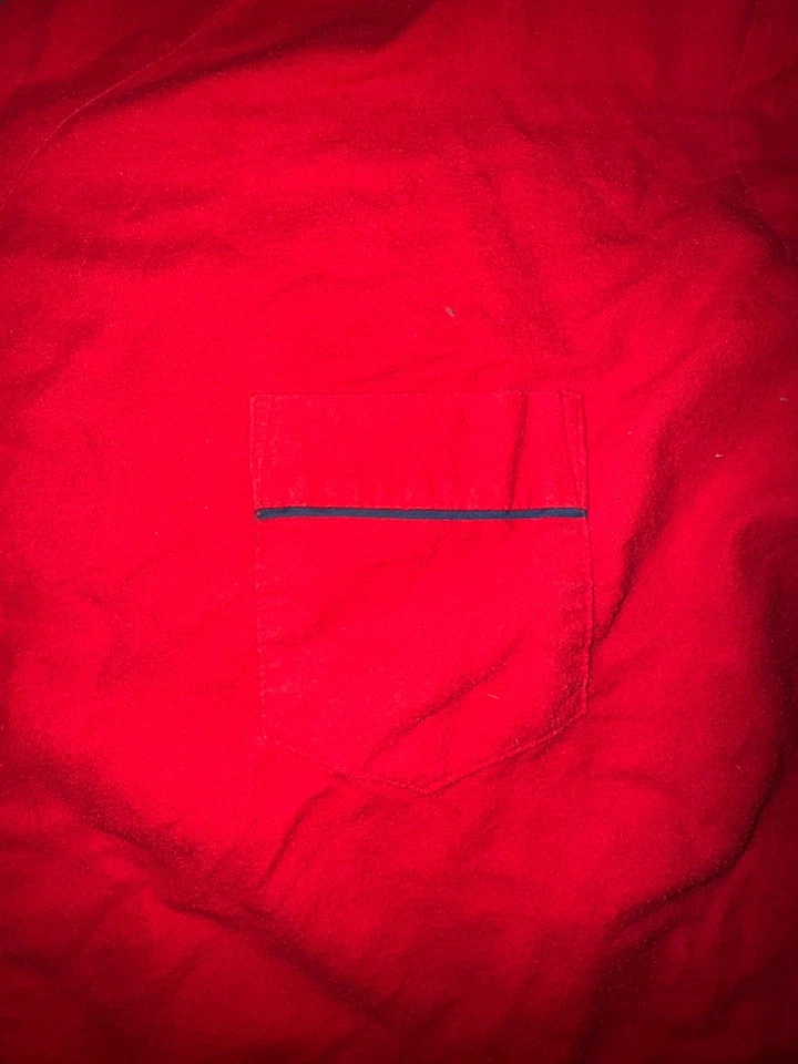 Vintage Men’s Chas Reed & Co Red Nightshirt L USA Made 3/4 Sleeve Piping Trim - Image 4 of 4