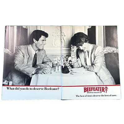 Beefeater Gin Print Advertisement 2 Page Vintage 1986 80s 16.5x11  Alcohol