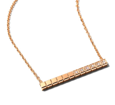 $3320 CHOPARD 18K ROSE GOLD DIAMOND ICE CUBE NECKLACE