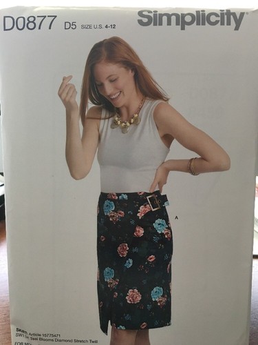 Simplicity Skirt pattern Size 4-22 length wrap front variation D0877 uncut - Picture 2 of 4