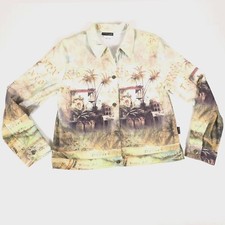 Impulse California Palm Print Long Sleeve Stretch Jacket Womens Large USA Made