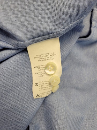 $348 Nueva Camisa Deportiva GUGLIELMINOTTI Para Hombre MEDIANA M 15.5 EU 39 Azul Algodón LINO - Imagen 7 de 8