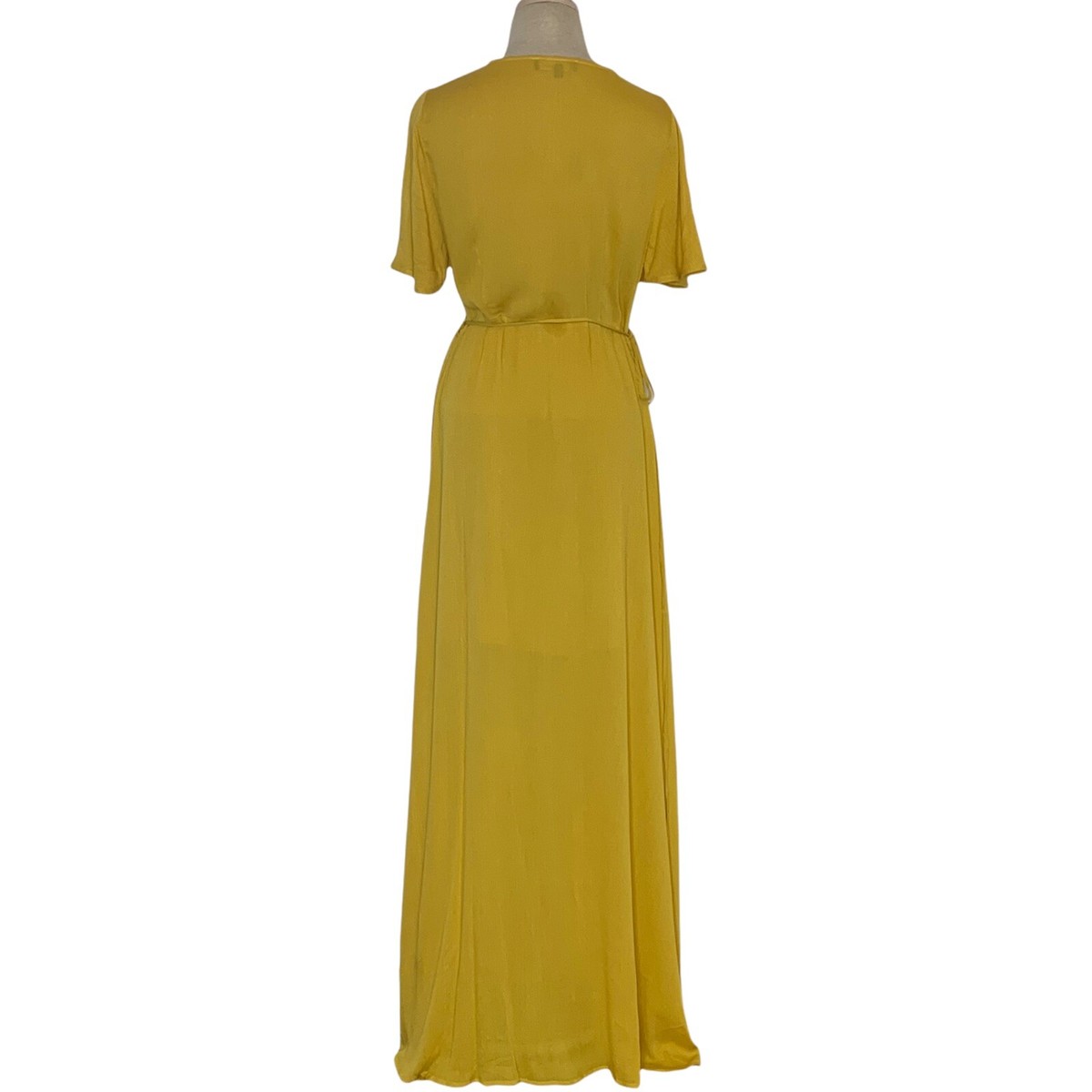 Lulus Wrap Maxi Dress XL Much Obliged Golden Yellow Gauzy Draped | eBay