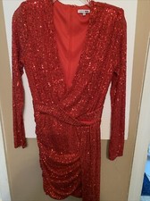 Fashion Nova Red Sequin Dress Size Medium.