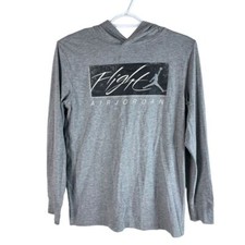Air Jordan Flight Lightweight Hoodie Boys Kids L Gray Pullover Polyester Stretch