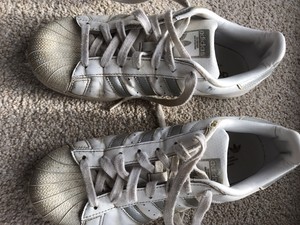 adidas white and silver superstar trainers