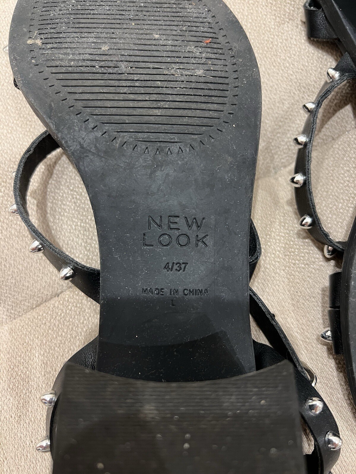 Black Studded Low Heel Sandals - NEW LOOK - Size 4 / EU 37 image 4