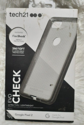 Tech21 FlexShock Evo Check Google Pixel 2 Case Smokey/Black Ultra Thin Light