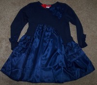 Boutique One Kid Navy Blue Satin/jersey Dress Ruffles S 2/3 Toddler Girls Boutique One Kid Navy Blue Satin/jersey Dress Ruffles S 2/3 Toddler Girls