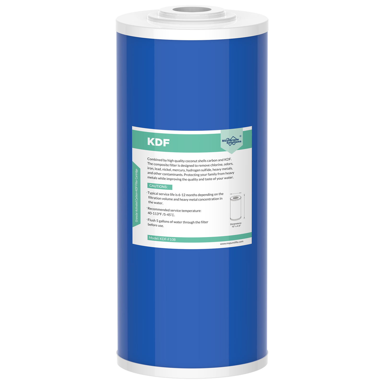 10" x 4.5" Heavy Metal Reduce KDF+GAC Big Blue Whole House Water Softener Filter