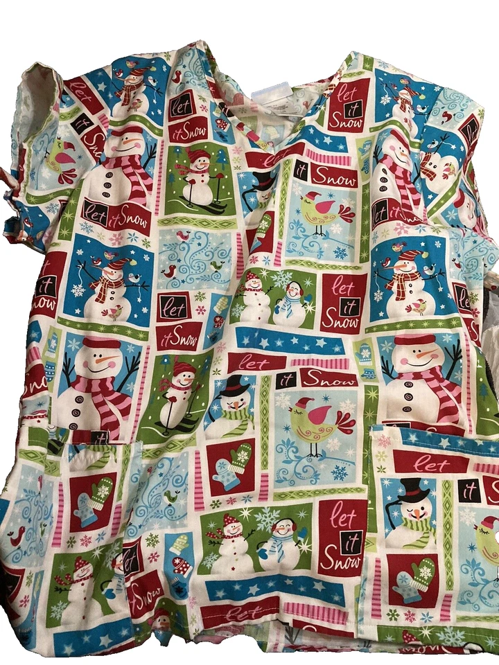 Top Médico Mujer L Smock Muñeco de Nieve con Cordón Azul-Verde Pantalones Foto 2 de 3