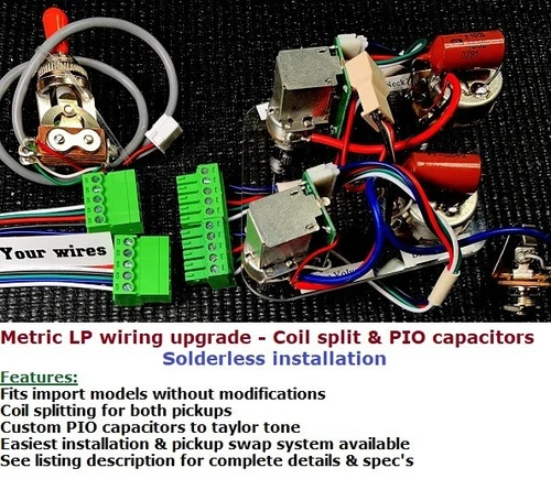 Les Paul Solderless Wiring Harness for Imports- Coil Split & Retain more highs!
