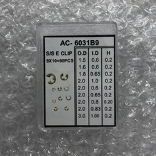 AC-6031B9 10 Sizes Chronograph Watch Pusher Button S/S E Clip Circlip Ring 90PCS