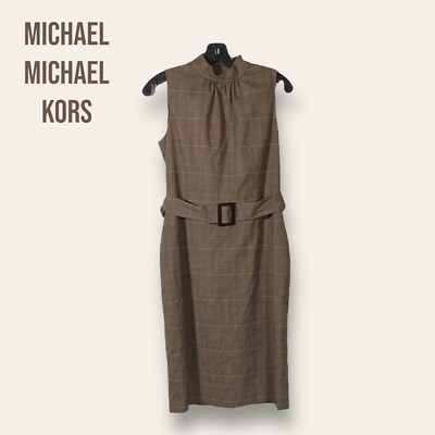 Michael Michael Kors Size Brown Plaid Midi Dress