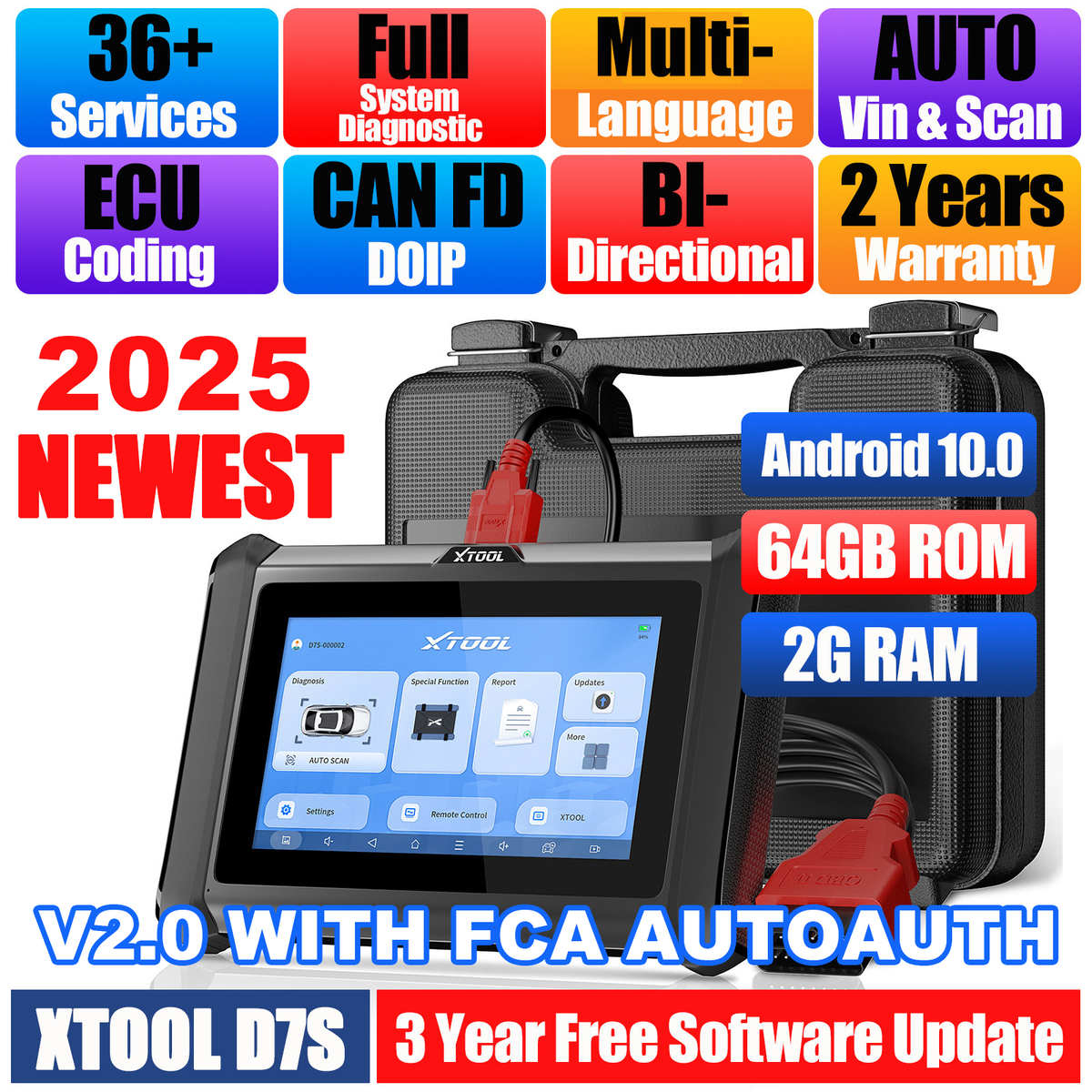 XTOOL D7 All System Car Diagnostic Tools Automotive OBD2 Scanner 36+ Reset Service ECU Coding With CAN FD DoIP - 34