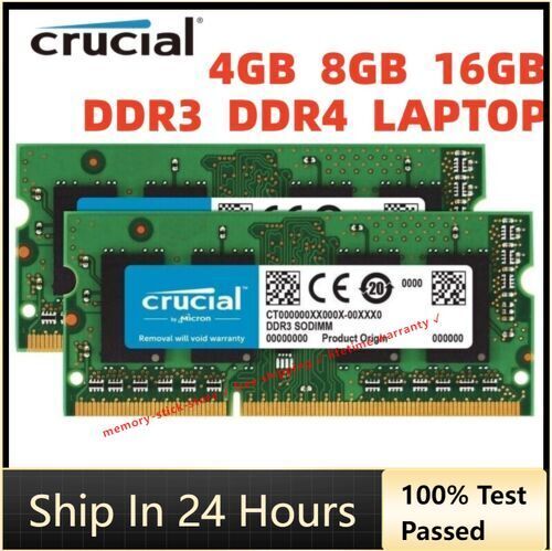 Ordinateur portable portable Crucial DDR3 DDR4 RAM 4 Go 8 16 Go 1600 2400 2666 MHz mémoire RAM - Photo 1 sur 9