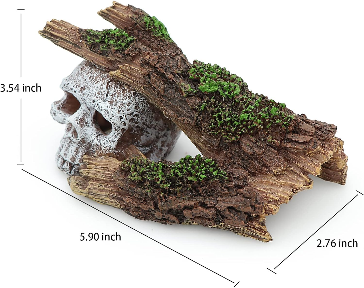 Aquarium Tree Stump Decoration - Resin Fish Cave Hideout For Betta, Cichlid, Goldfish, 4.72" L X 5.12" H - View #2