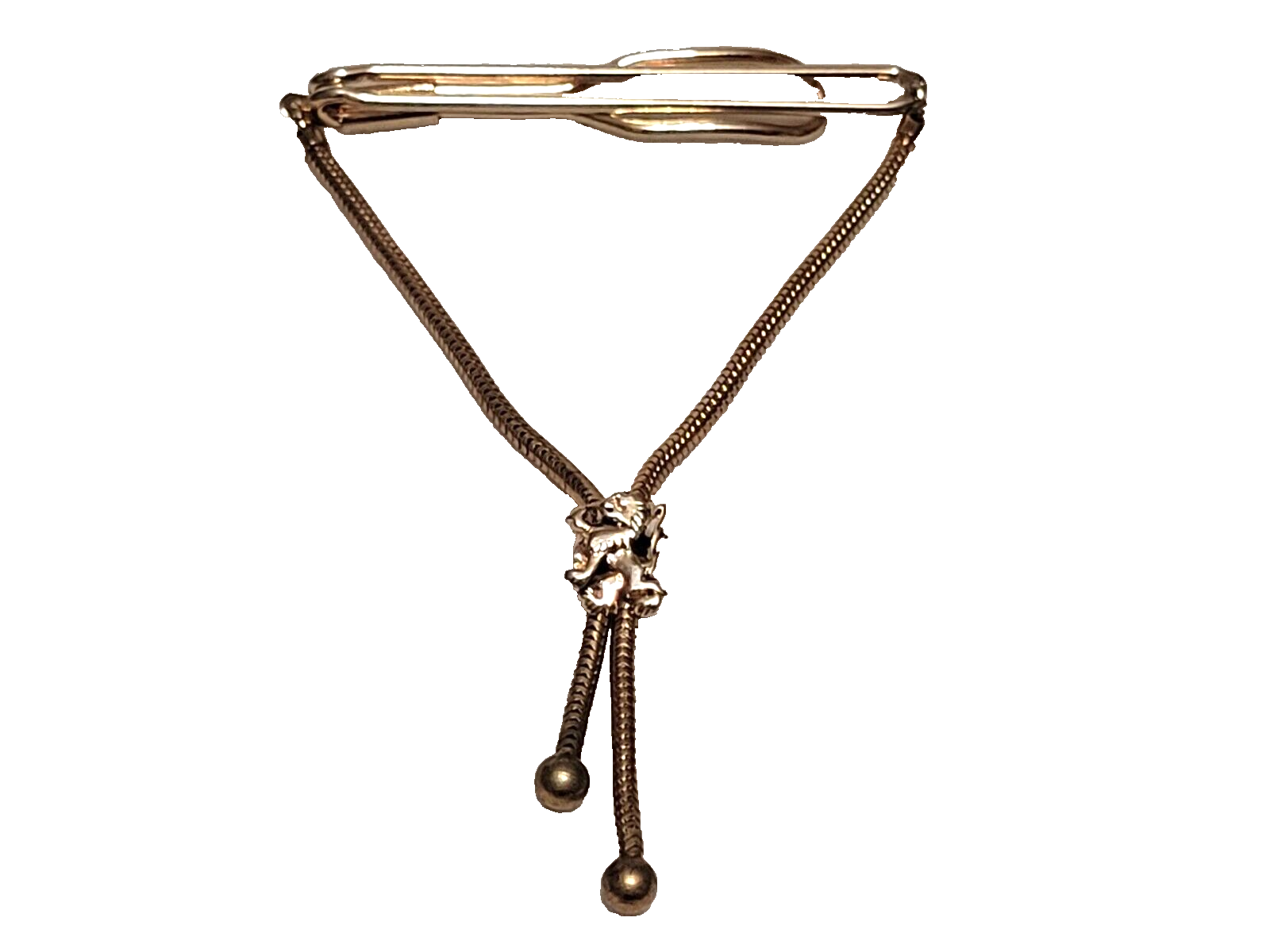 Vintage Swank Gold-Tone Adjustable Tie Bar / Chain with Griffin type creature