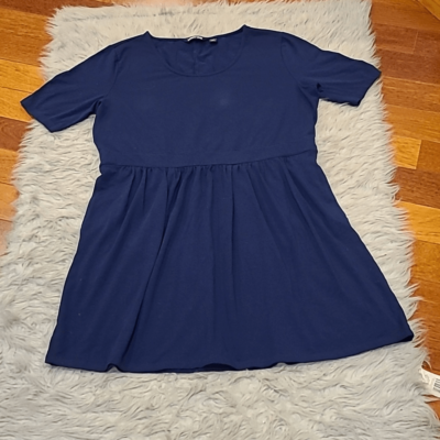 Lands end womens navy blue cotton stretch tshirt fit and flare dress size xl