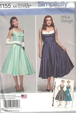 1155 UNCUT Simplicity Sewing Pattern Misses Sleeveless Dress Retro Evening sew 