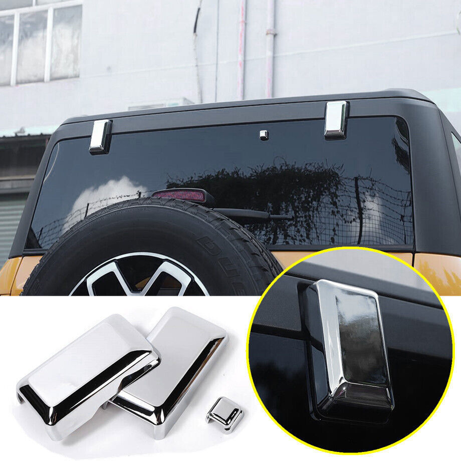For 2022-2023 Ford Bronco ABS Chrome Tailgate Rear Window Glass Hinge Cover Trim
