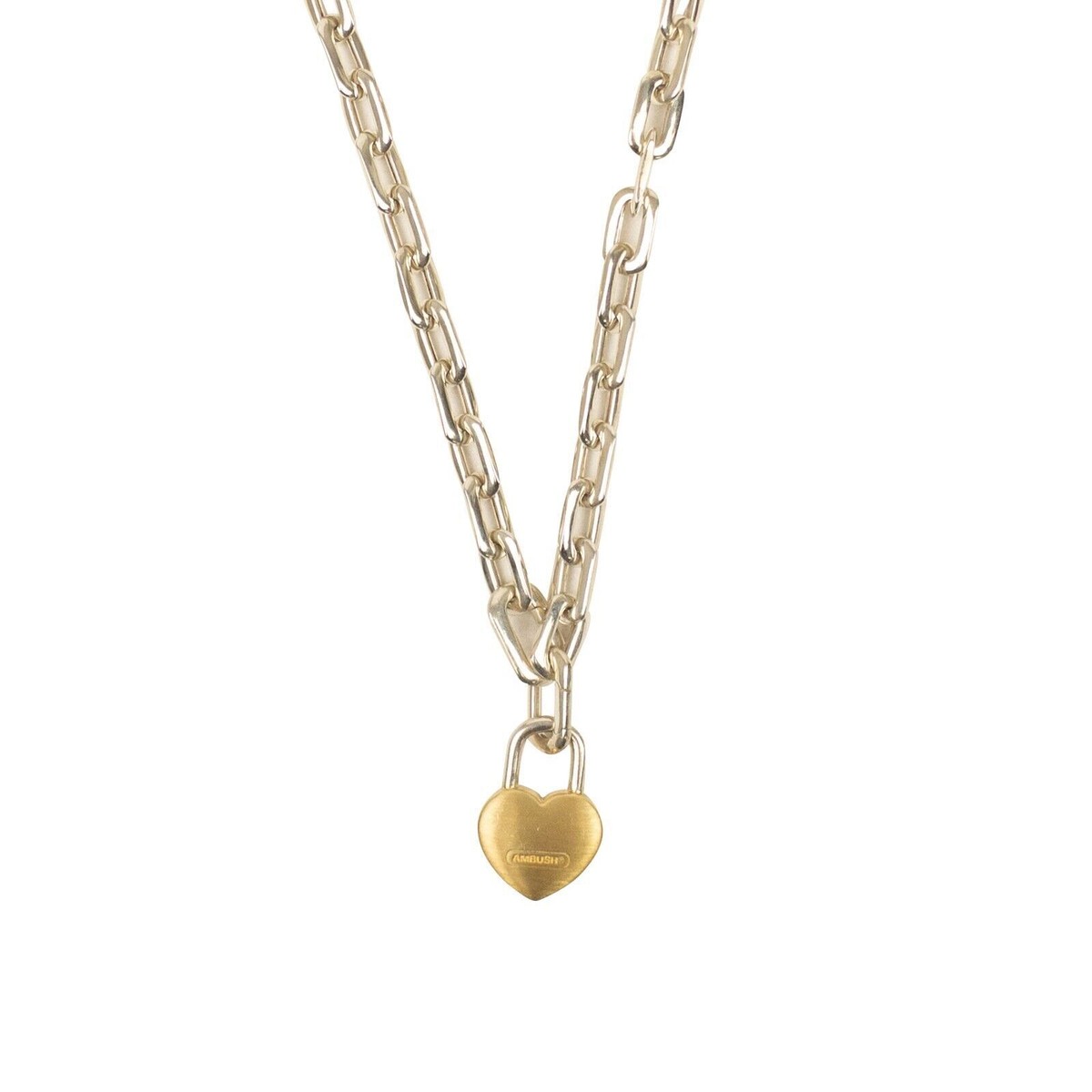 【AMBUSH】PEARL PADLOCK NECKLACE 2色展開 Silver Gold NIB AMBUSH Silver S Heart Padlock Chain Necklace Size OS