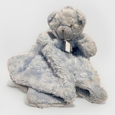 Blankets and Beyond Lovey Bear Blue Rosette Curl Swirl Security Blanket