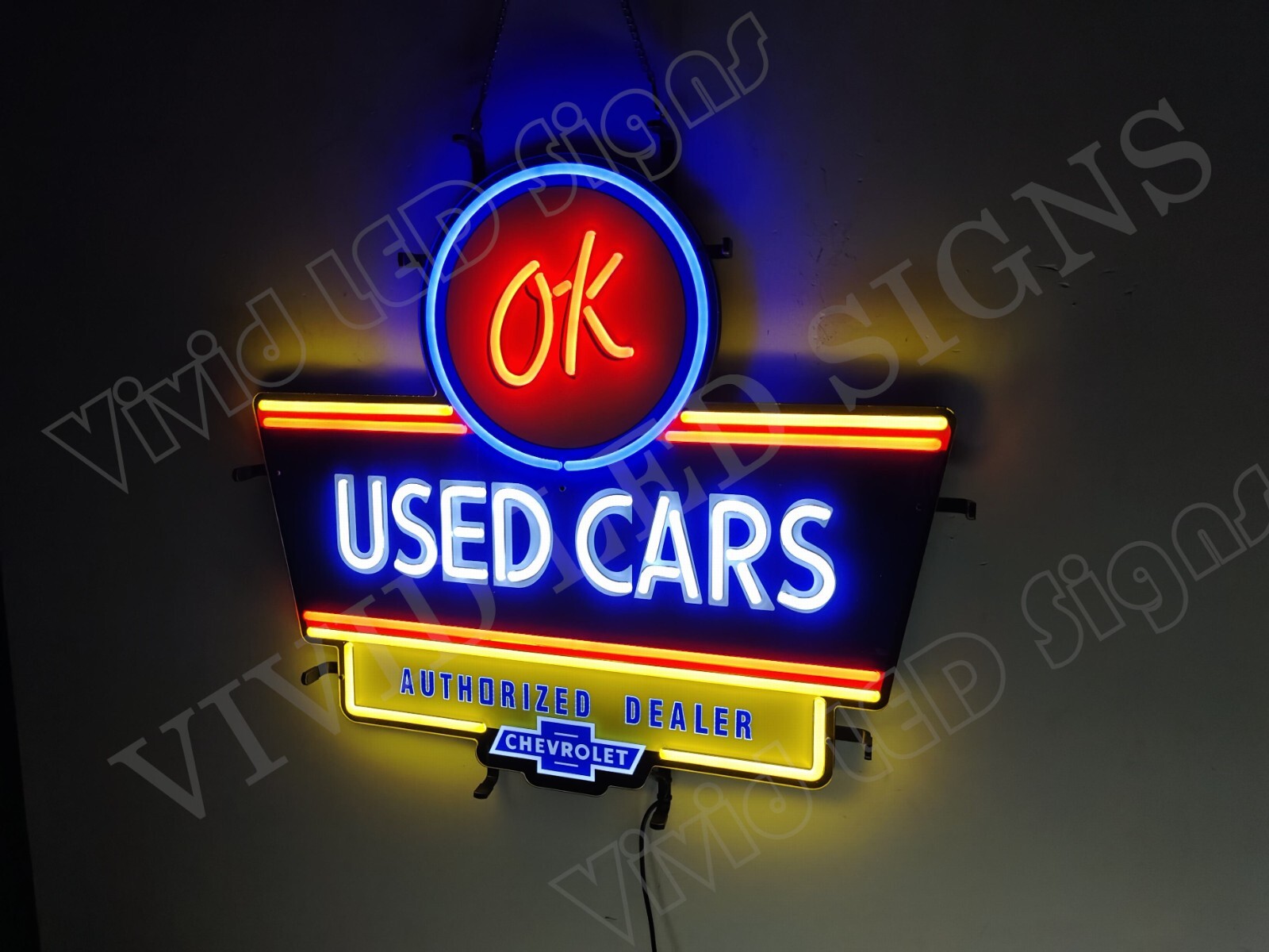 OK Used Cars Garage Dealer 24"x20" Vivid LED Neon Sign Light Lamp With ...