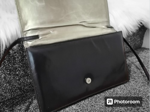 Vintage Toscana Cobra Envelope Shoulder Bag Black Silver Snake 1980's Italy - Picture 8 of 12