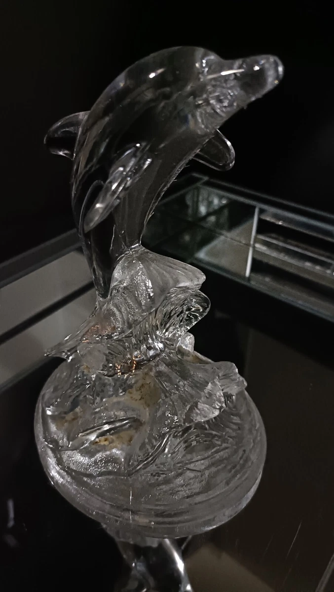 French Lead Crystal Dolphin Figurine Cristal D'arques
