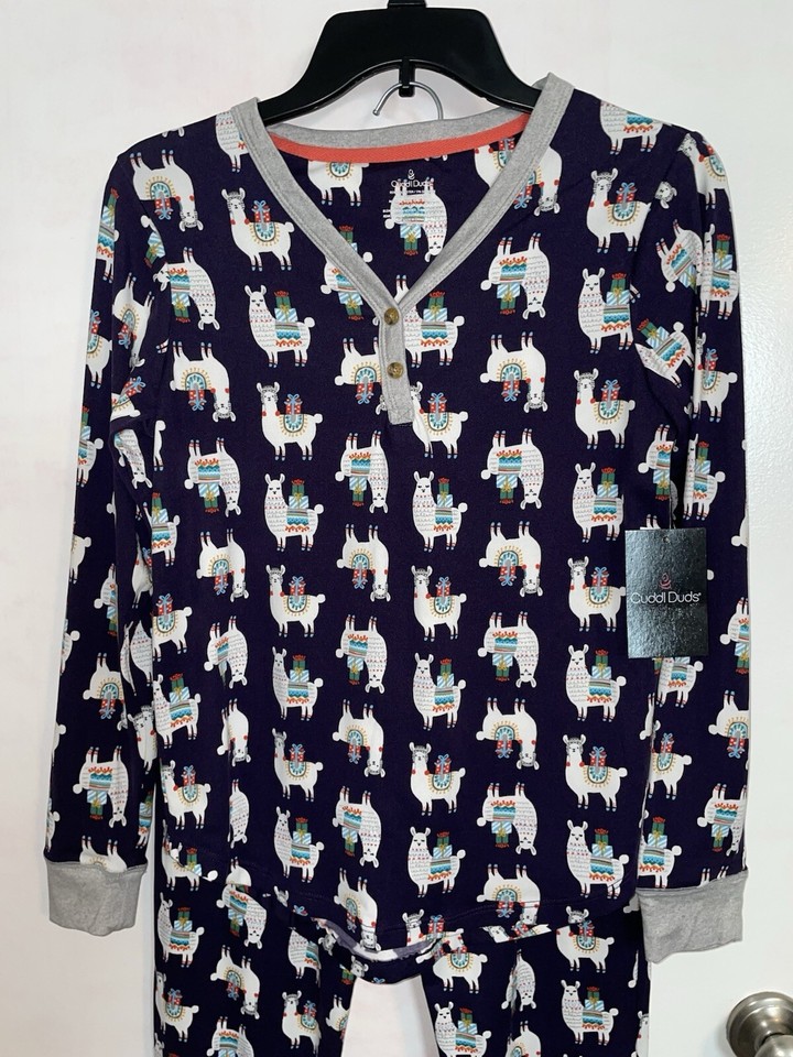 Cuddl Duds 2 Piece Pajama Set Women's Size XS Llama Print Super Soft ...