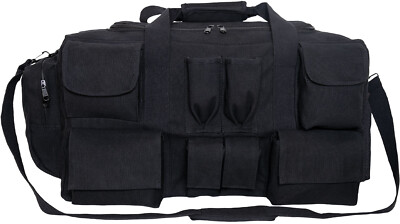 Black Canvas Tactical Multi Pocketed Gear Bag Shoulder Carry Bag