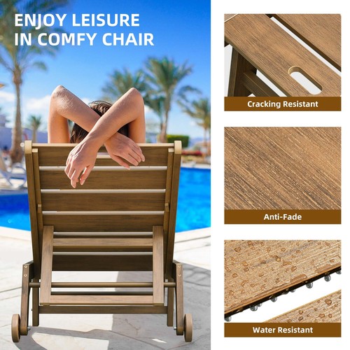 Patio Chaise Lounge Chair Recliner Chair Beach Pool Sunbathing Lawn 5 Positions - Picture 2 of 16