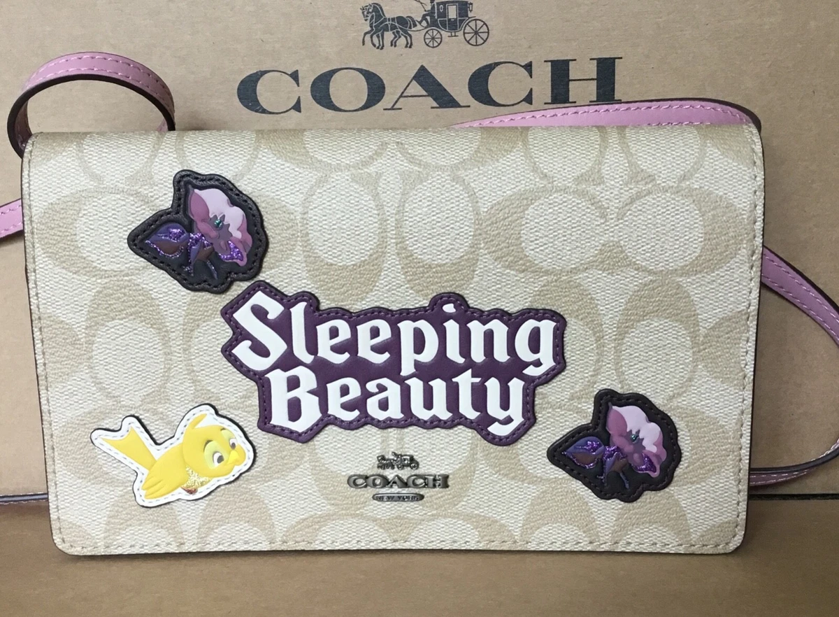 Coach x Disney Princess Aurora SLEEPING BEAUTY Hayden Crossbody Clutch Pink  NWT